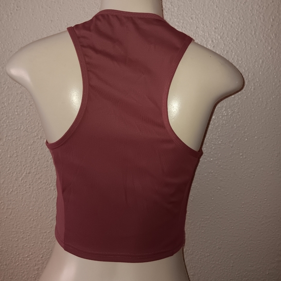 Ladies VAI21 Vest Top  Size 10 Cropped Khaki Tank Gym Running Yoga - Picture 6 of 6